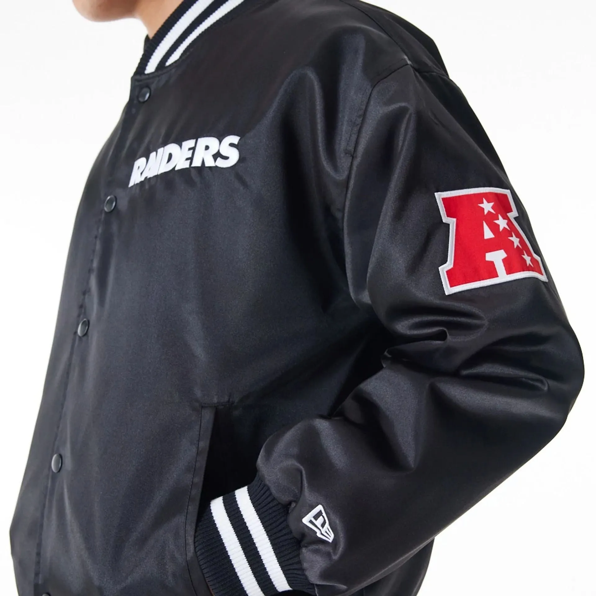 Las Vegas Raiders NFL Black Satin Bomber Jacket