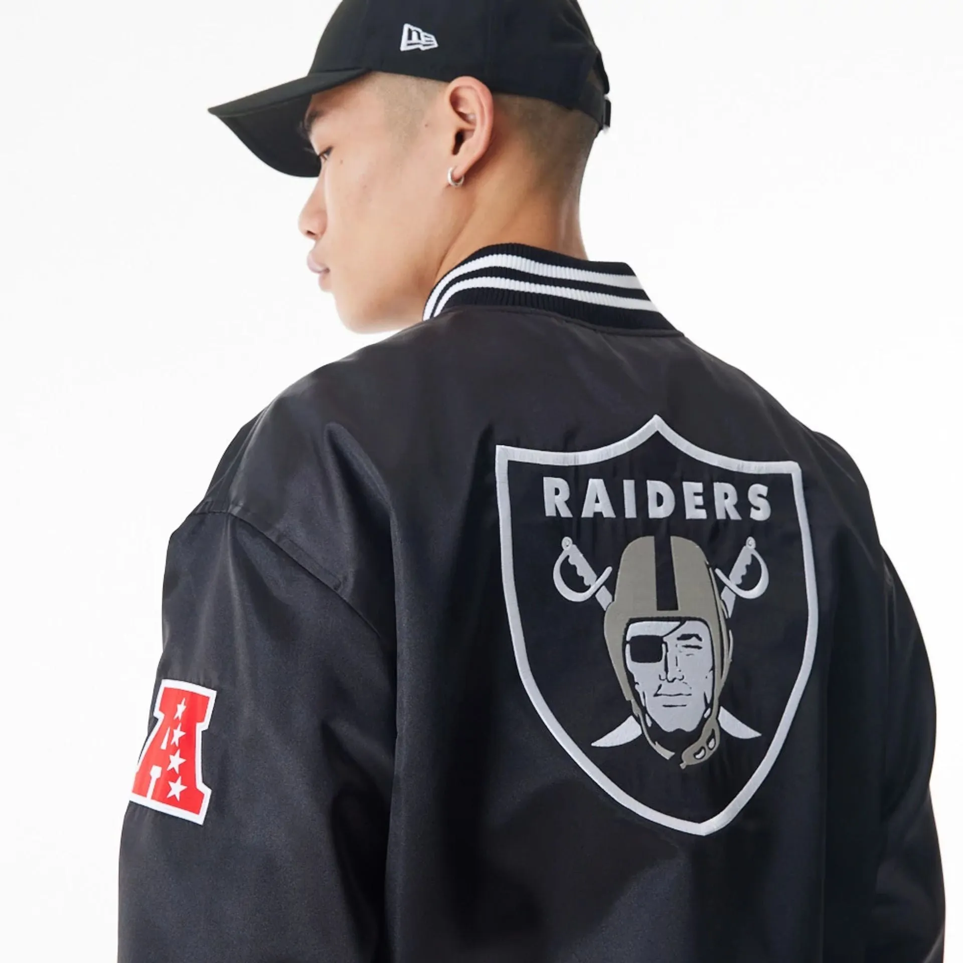 Las Vegas Raiders NFL Black Satin Bomber Jacket