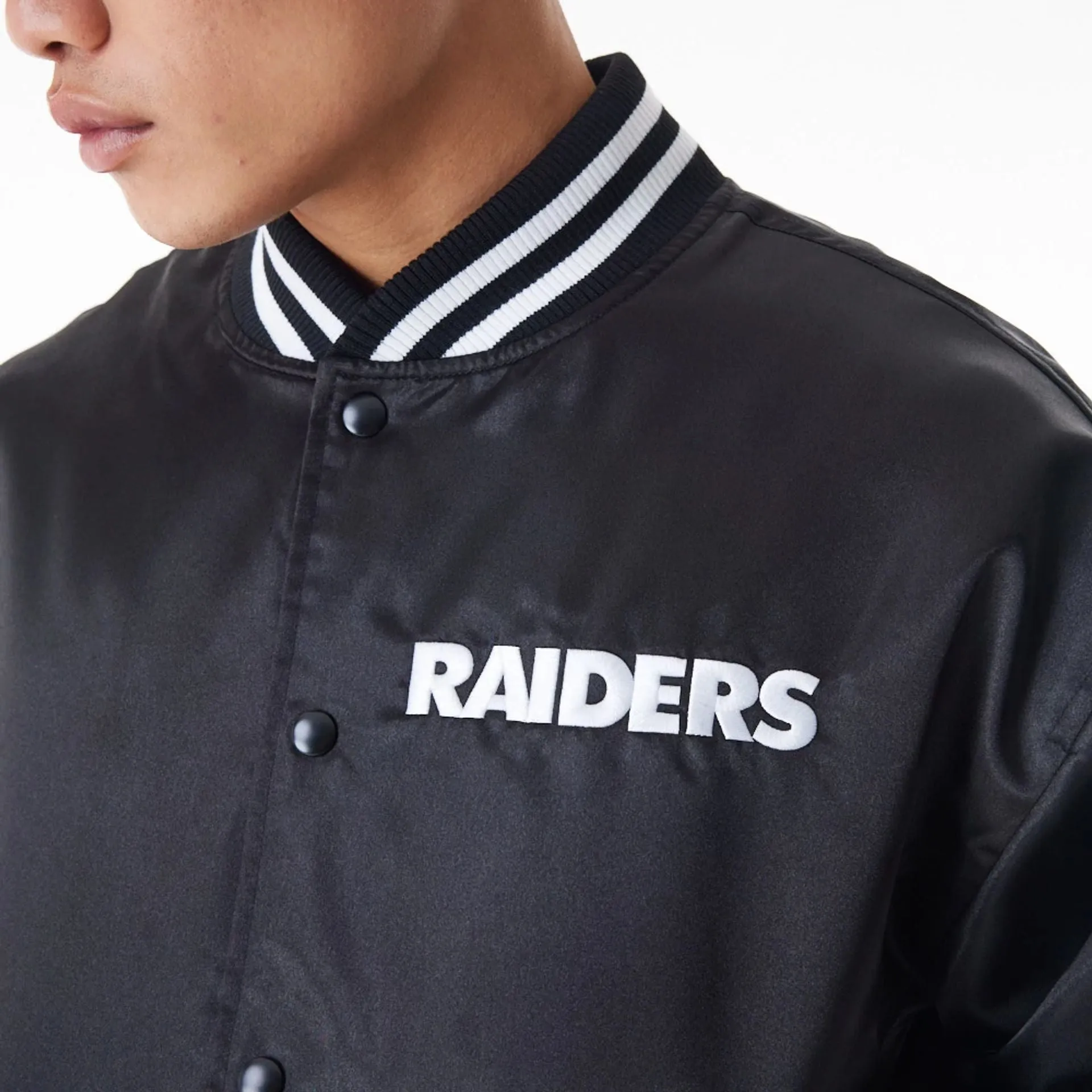 Las Vegas Raiders NFL Black Satin Bomber Jacket