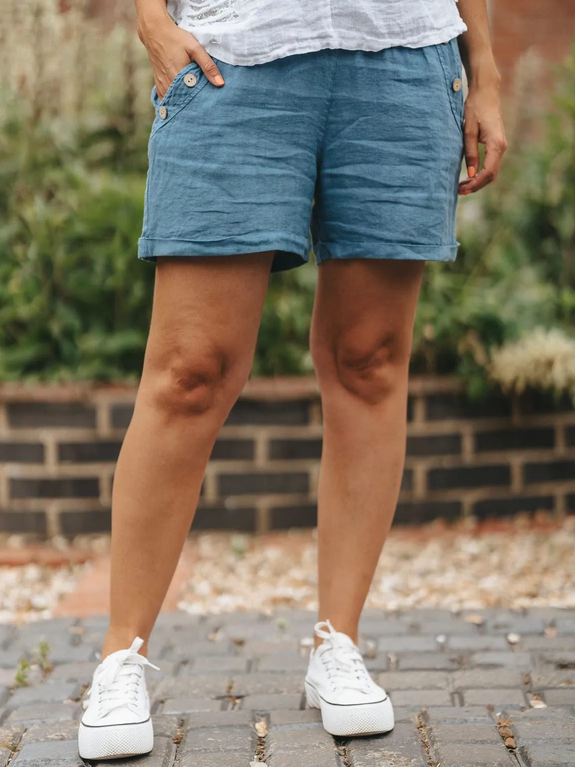 Linen Button Shorts