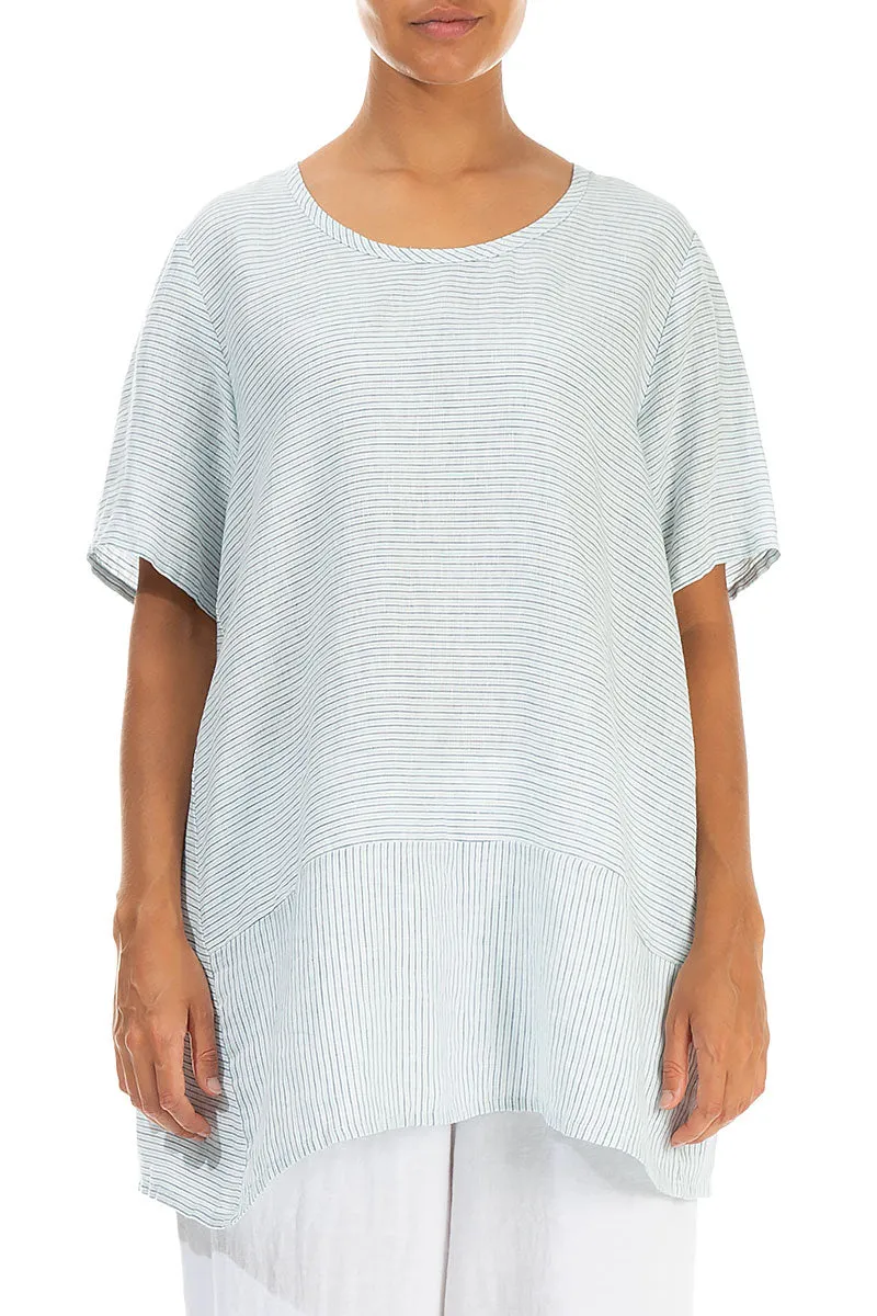 Loose Blue Striped Linen Tunic