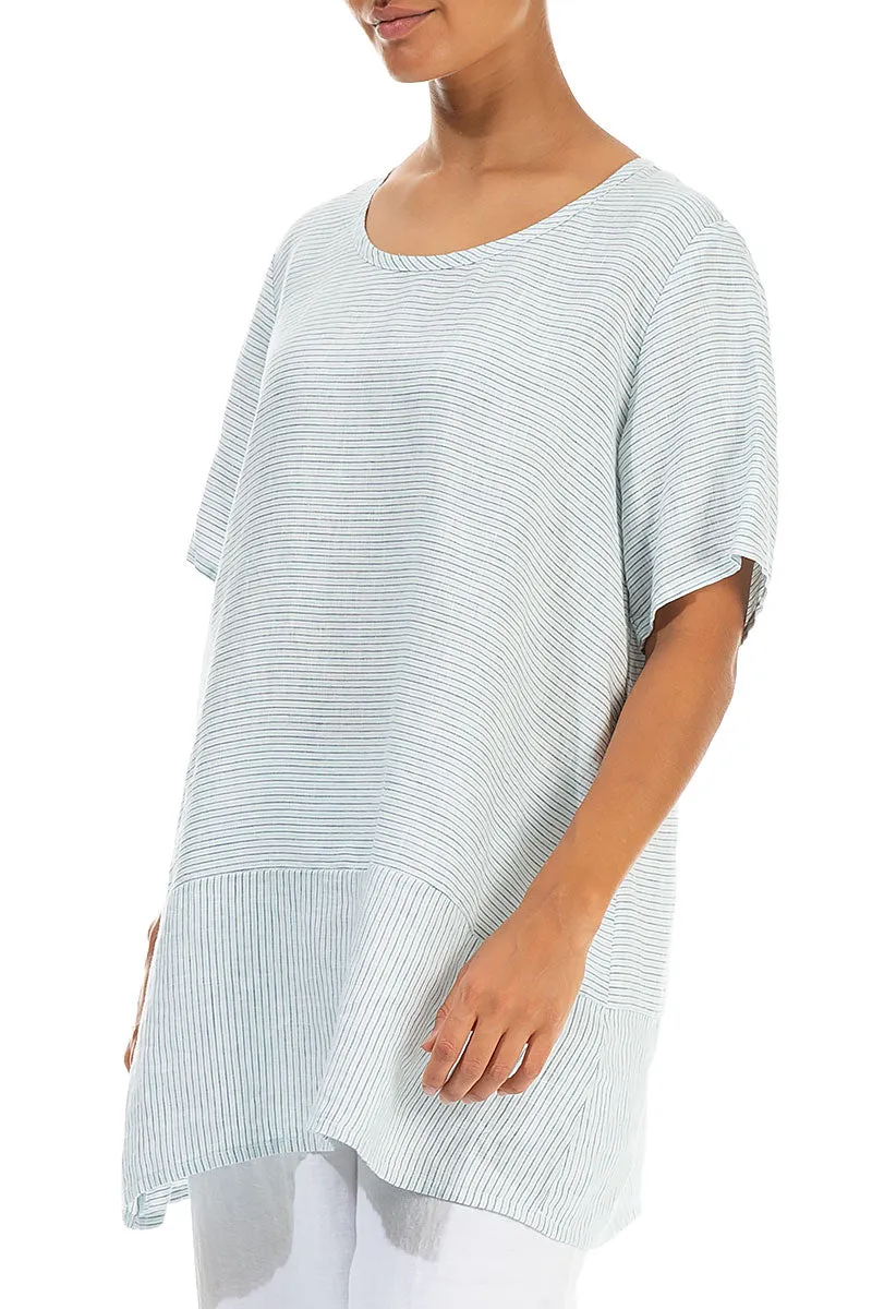 Loose Blue Striped Linen Tunic