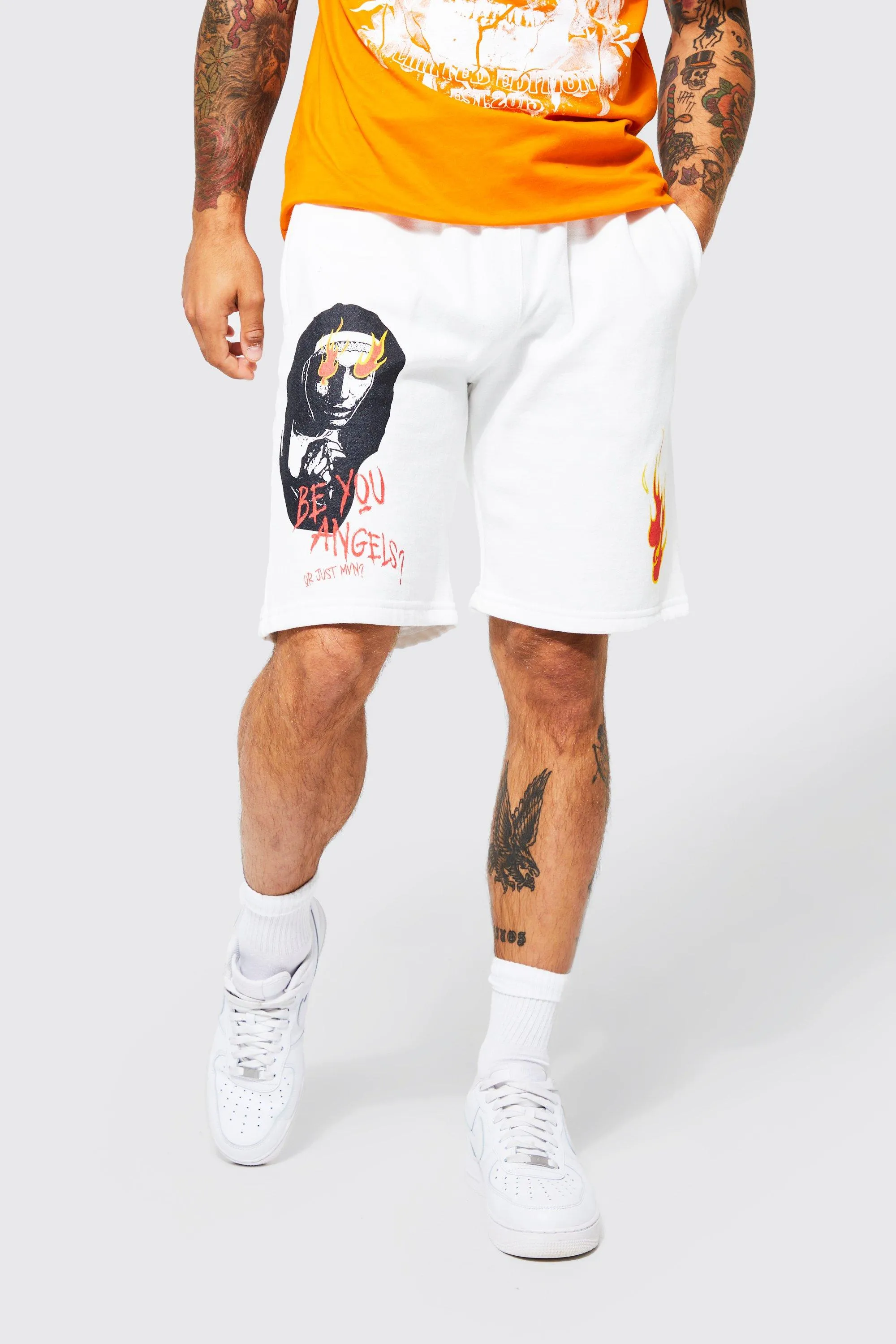 Loose Fit Nun Graphic Jersey Shorts