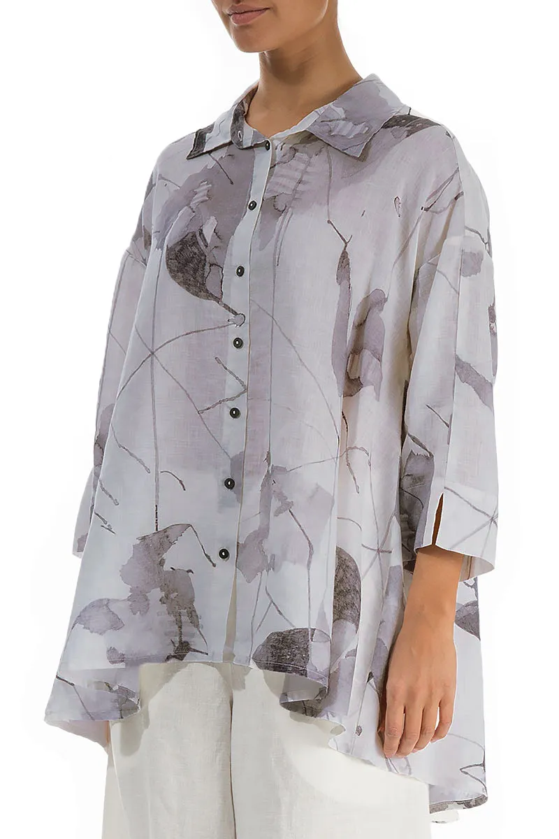 Loose Lilac Grey Mirage Linen Shirt