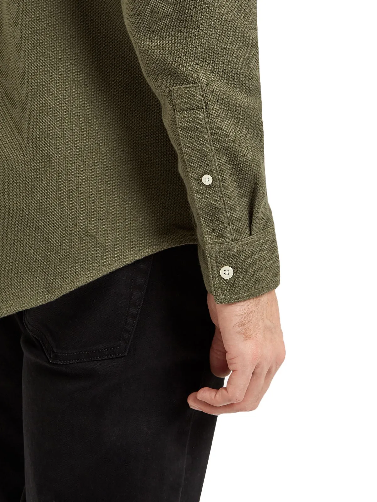 Lyle & Scott Honeycomb Shirt Long Sleeve Jersey Olive