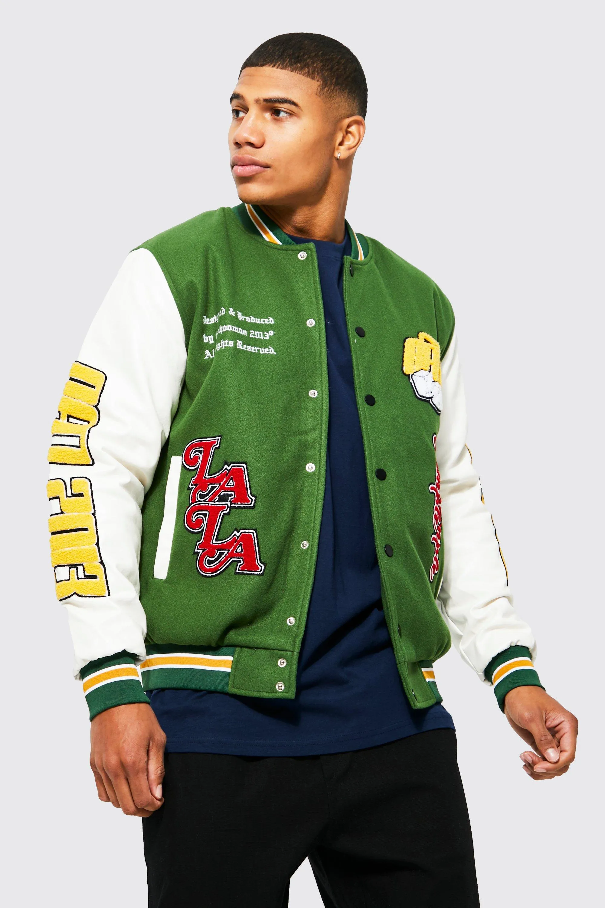 M Deck Of Card Back Applique Varsity Bomber