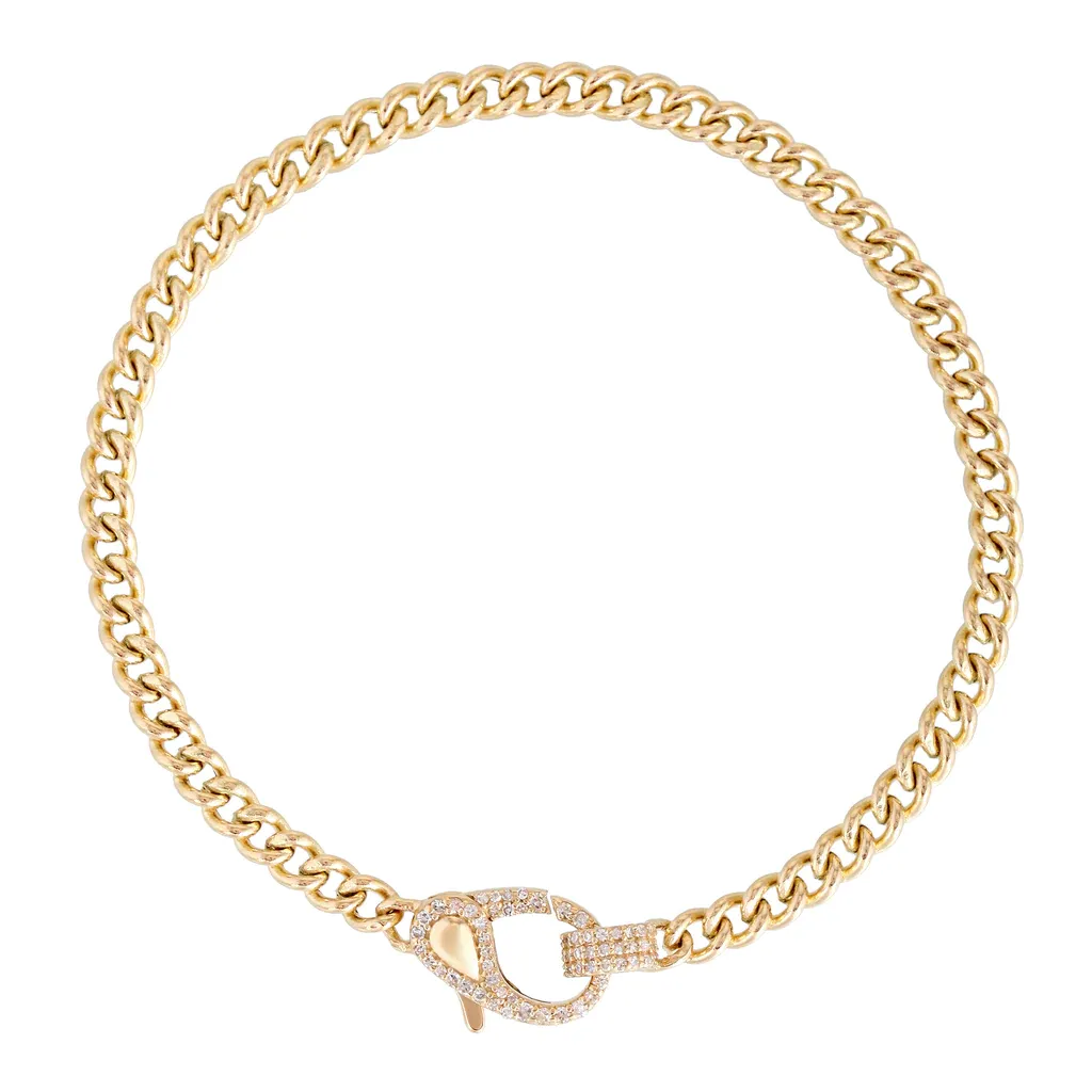 MADI CUBAN LINK BRACELET - GOLD + DIAMOND CLOSURE