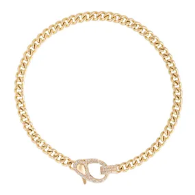 MADI CUBAN LINK BRACELET - GOLD + DIAMOND CLOSURE