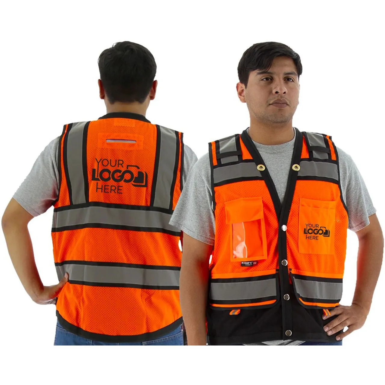 Majestic Class 2 Hi Vis Orange Heavy Duty Surveyors Vest with Contrasting Trim 75-3238