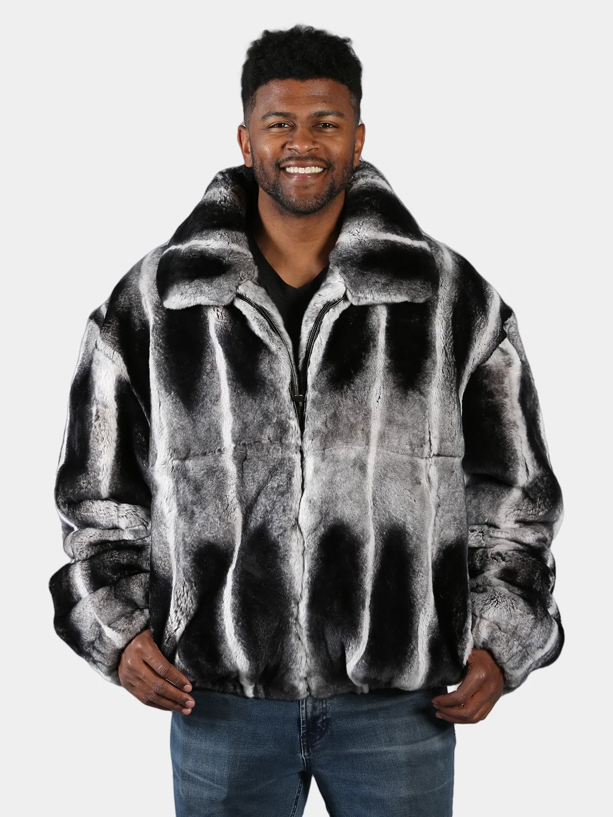 Man's Chinchilla Dyed Rex Rabbit Fur Jacket - Day Furs