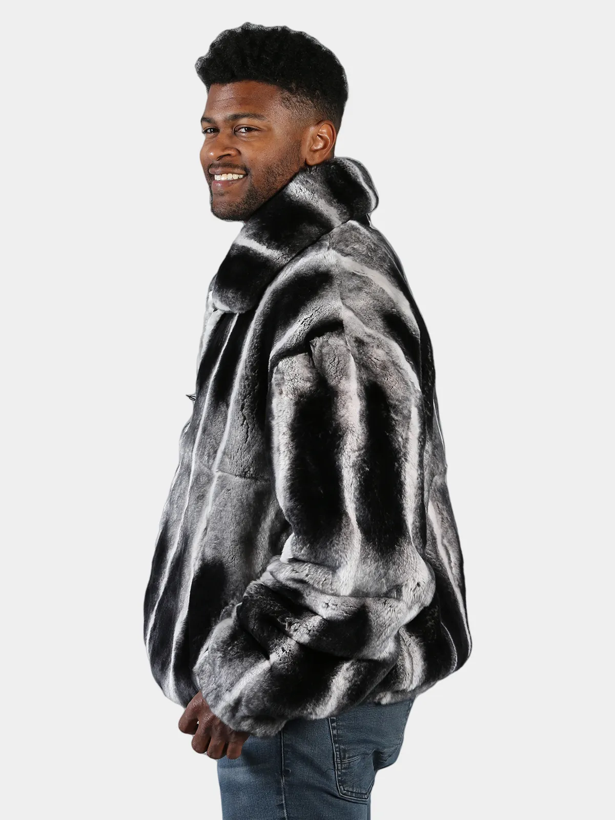 Man's Chinchilla Dyed Rex Rabbit Fur Jacket - Day Furs