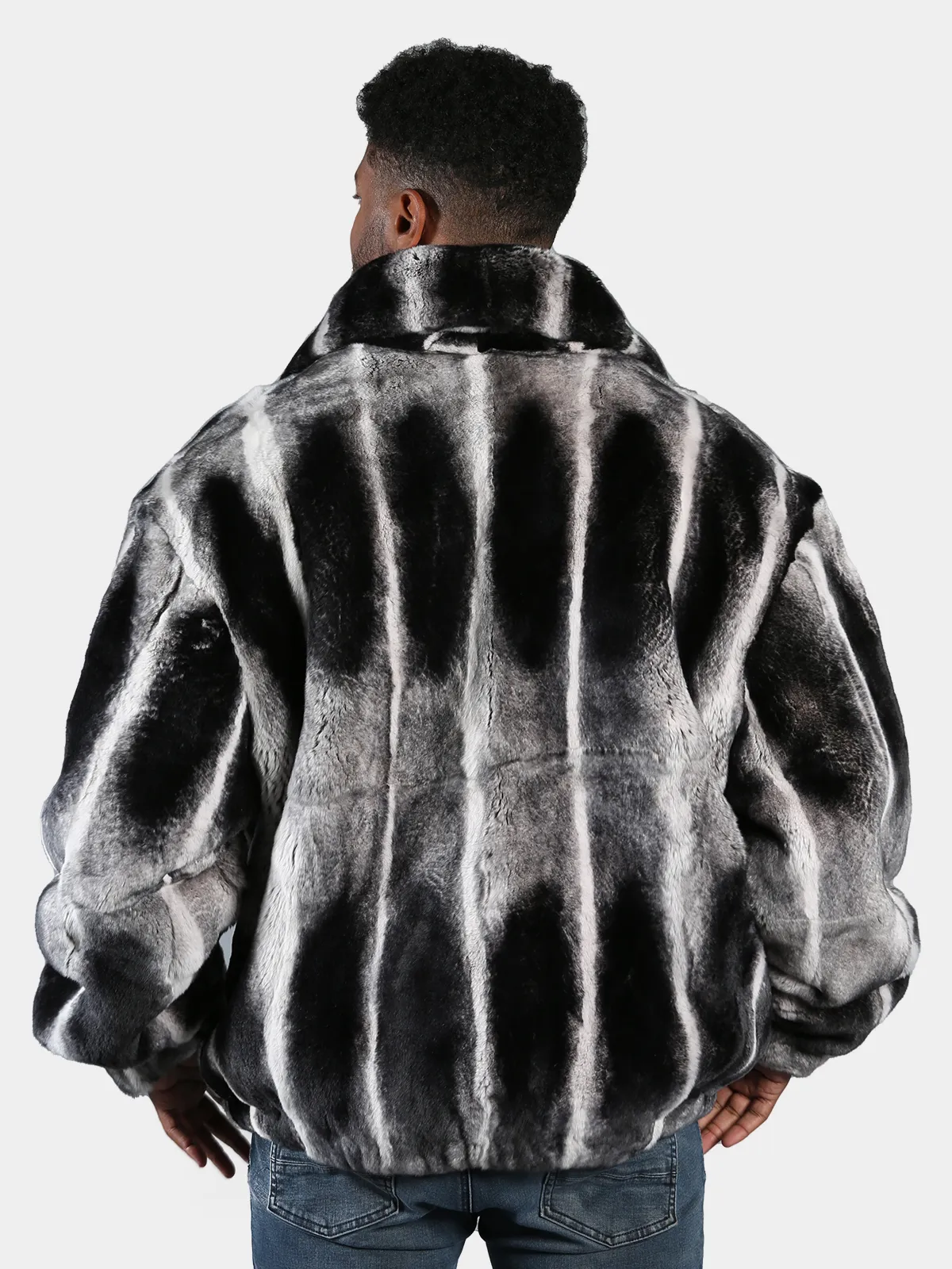 Man's Chinchilla Dyed Rex Rabbit Fur Jacket - Day Furs