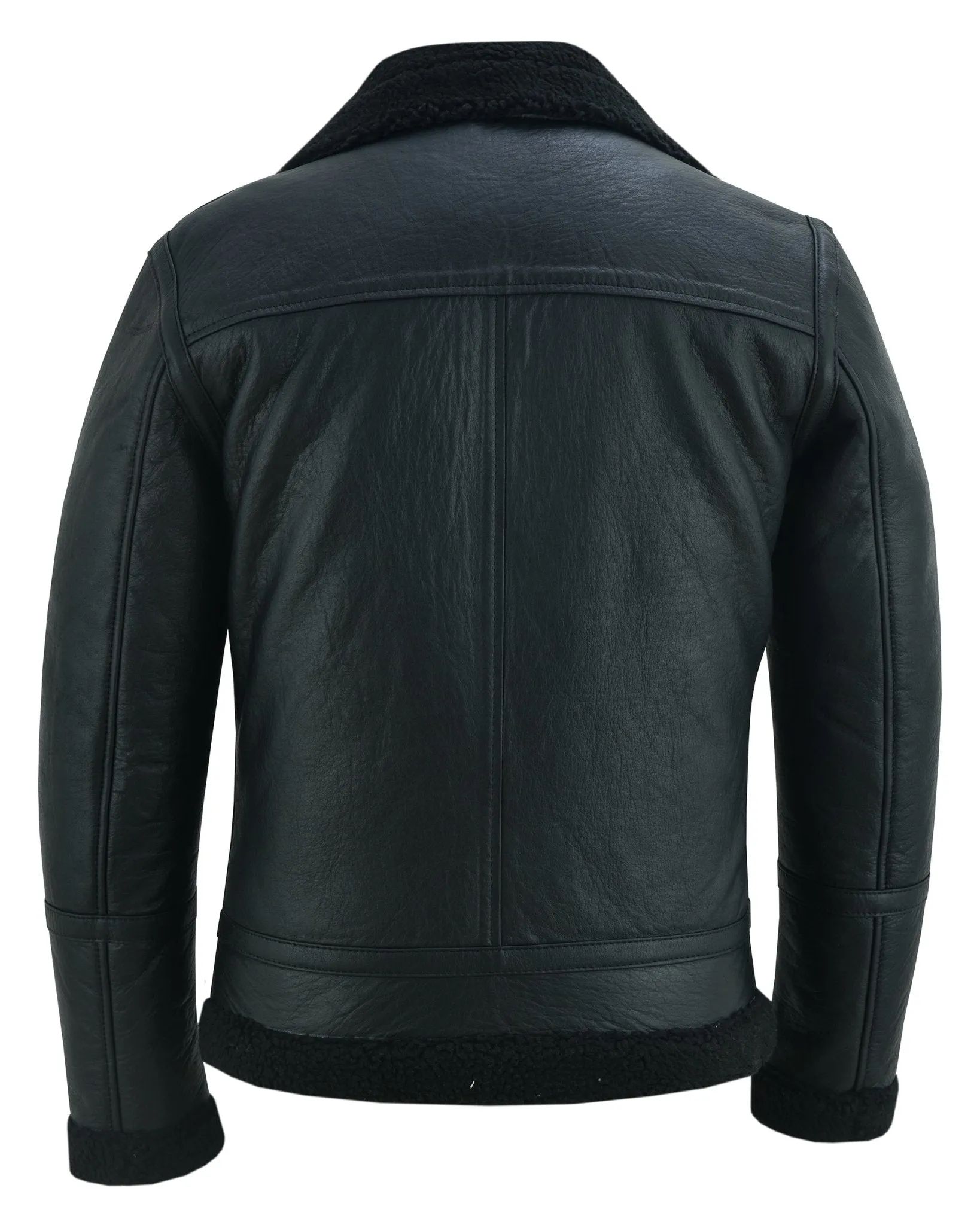 Men's Aviator Style Black Bomber Flying Pilot Fur Jacket