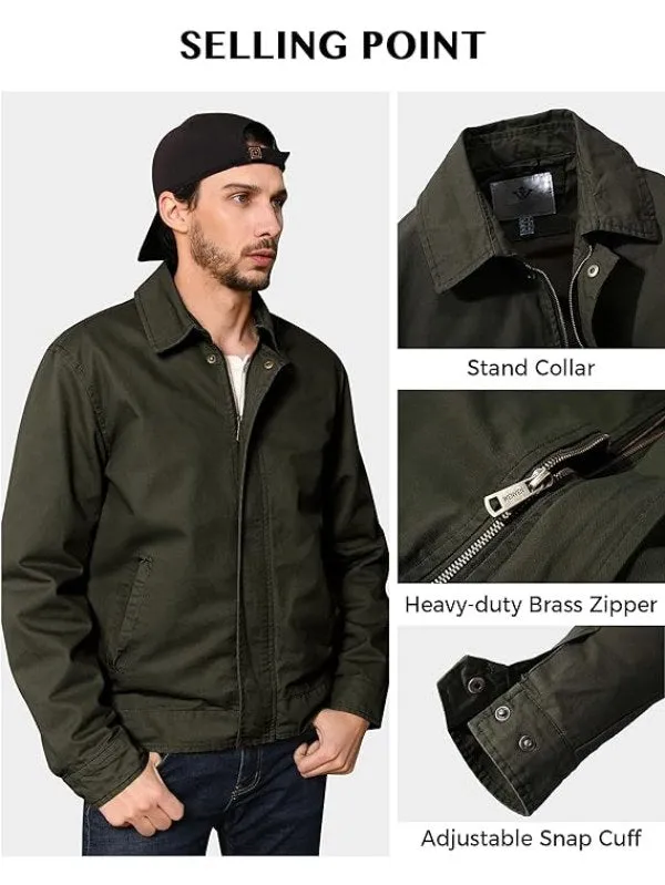 Men's Canvas Utility Work Wear Lightweight Casual Military Jacket