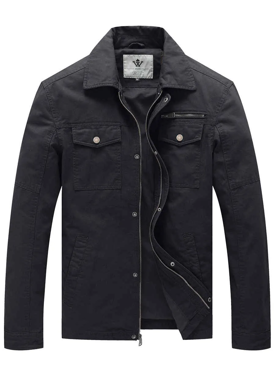 Men's Casual Canvas Jacket Cotton Military Lapel Jacket