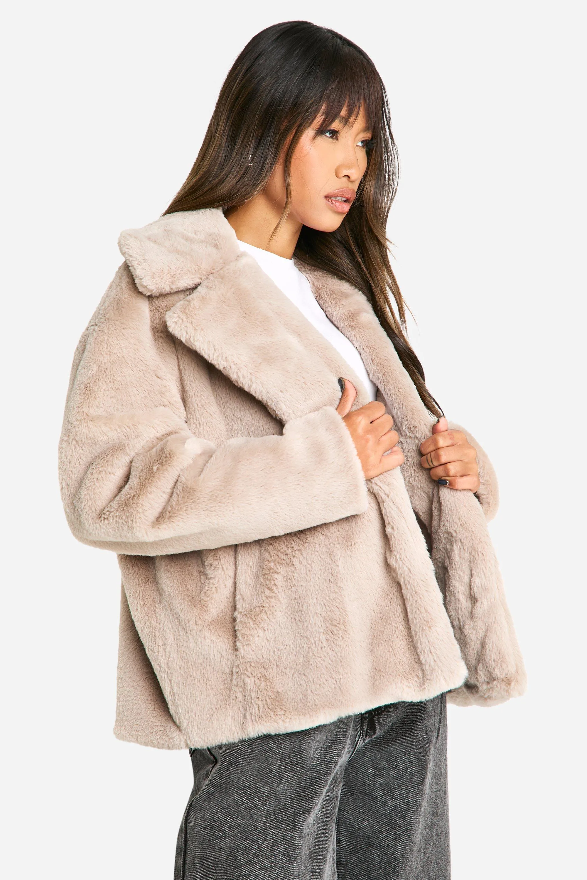 Mid Length Faux Fur Jacket