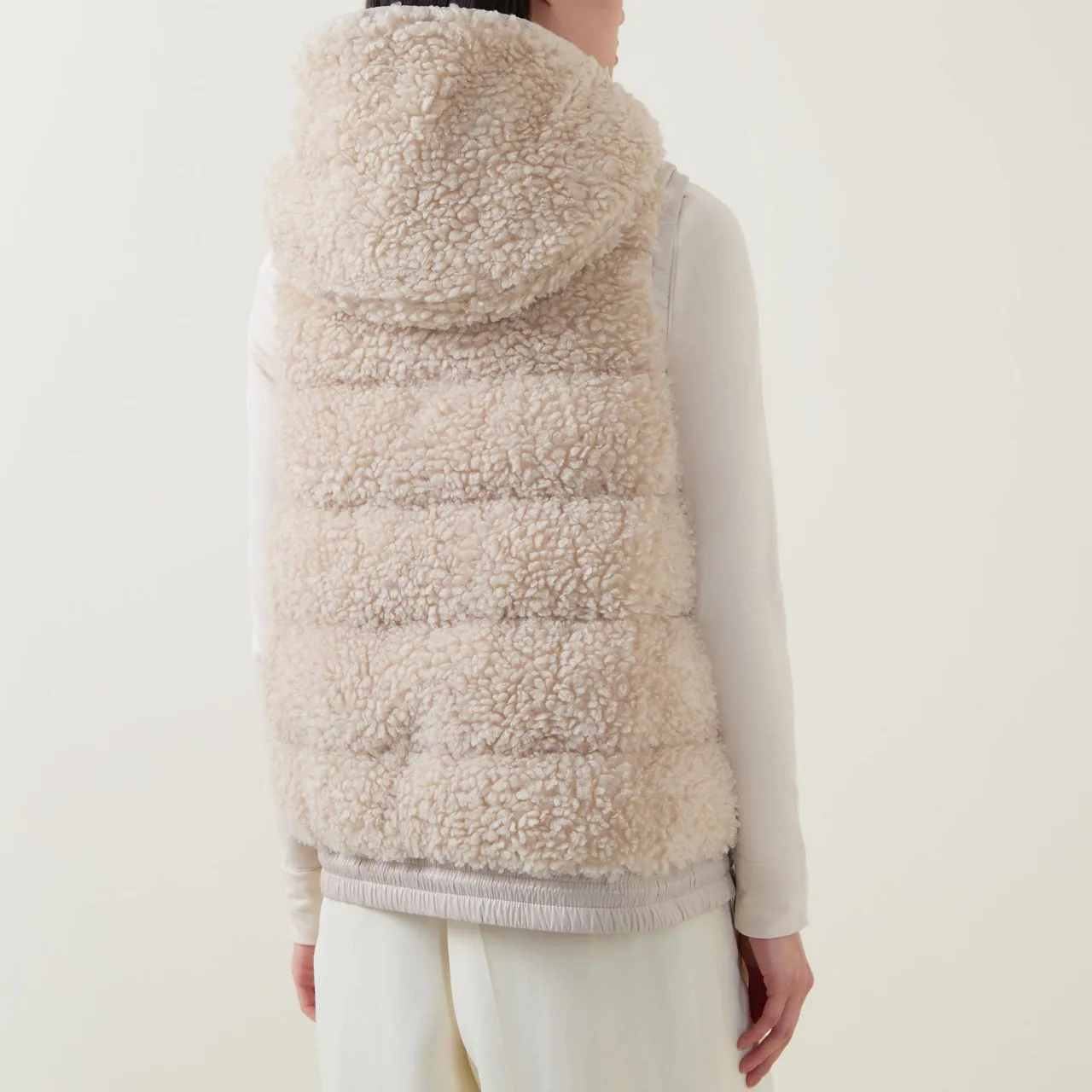 MONCLER Faux-Fur Zipped Gilet - Beige