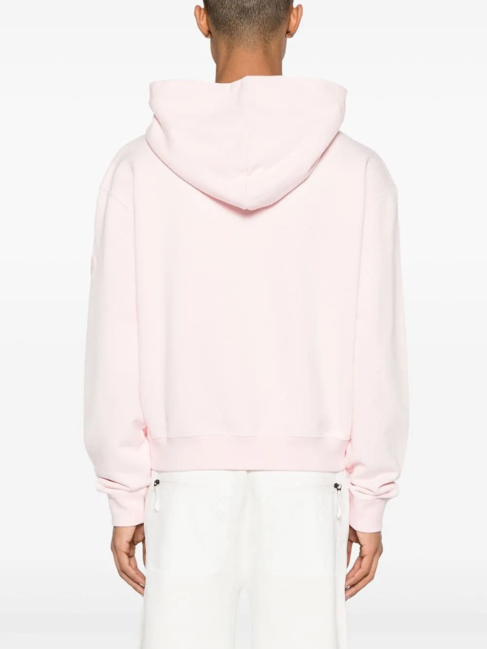 Moncler - Sweat à capuche rose à logo brodé