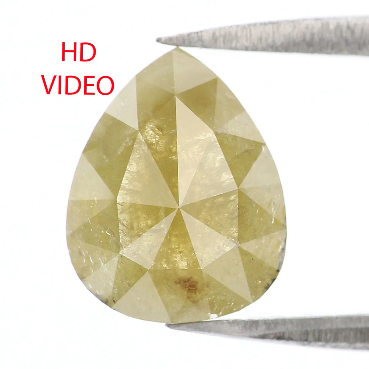 Natural Loose Pear Yellow Color Diamond 1.84 CT 10.00 MM Pear Shape Rose Cut Diamond KR1024