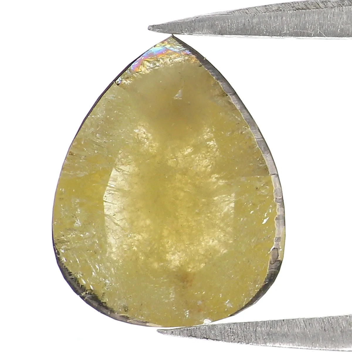 Natural Loose Pear Yellow Color Diamond 1.84 CT 10.00 MM Pear Shape Rose Cut Diamond KR1024