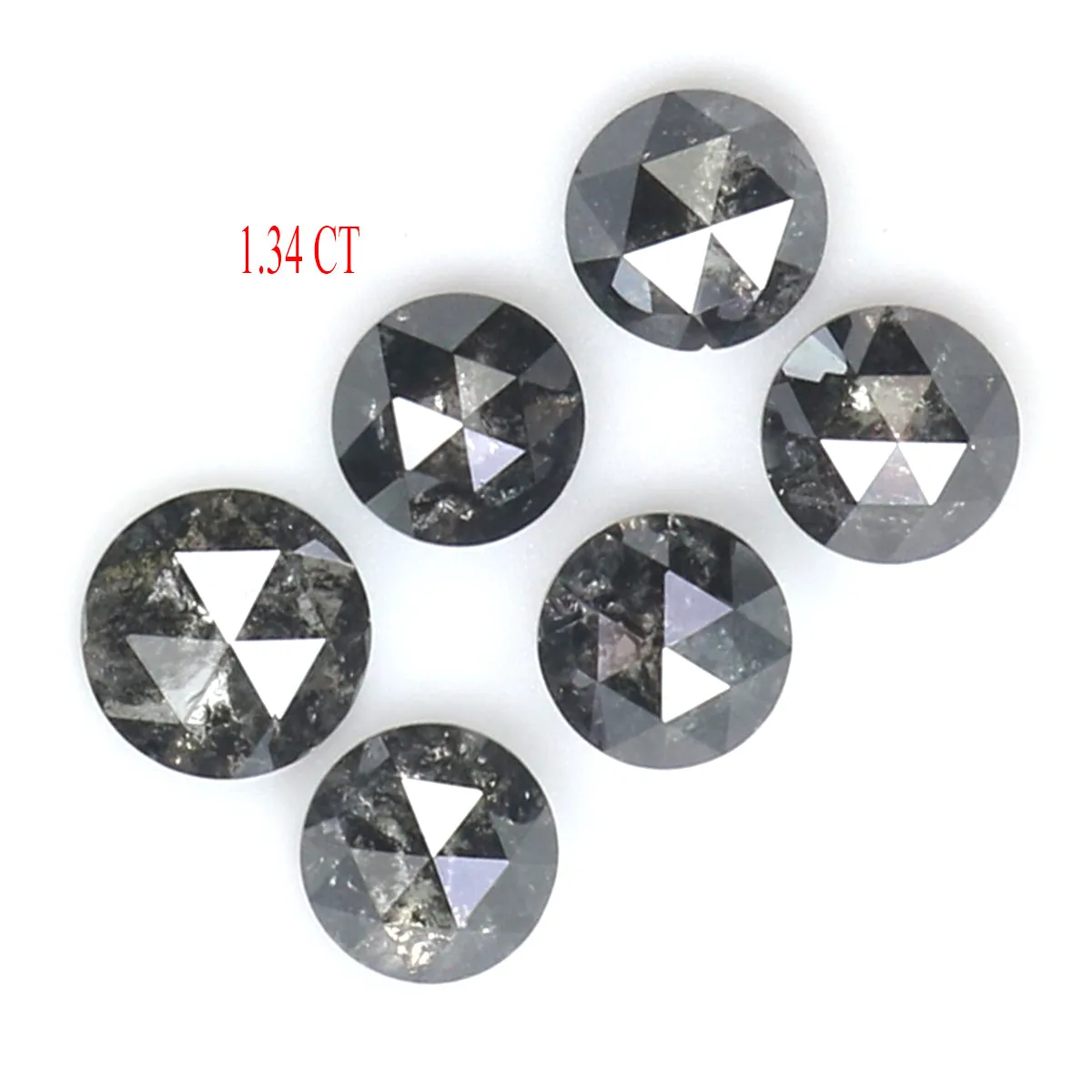 Natural Loose Rose Cut Salt And Pepper Diamond Black Grey Color 1.34 CT 3.40 MM Round Rose Cut Shape Diamond L8227