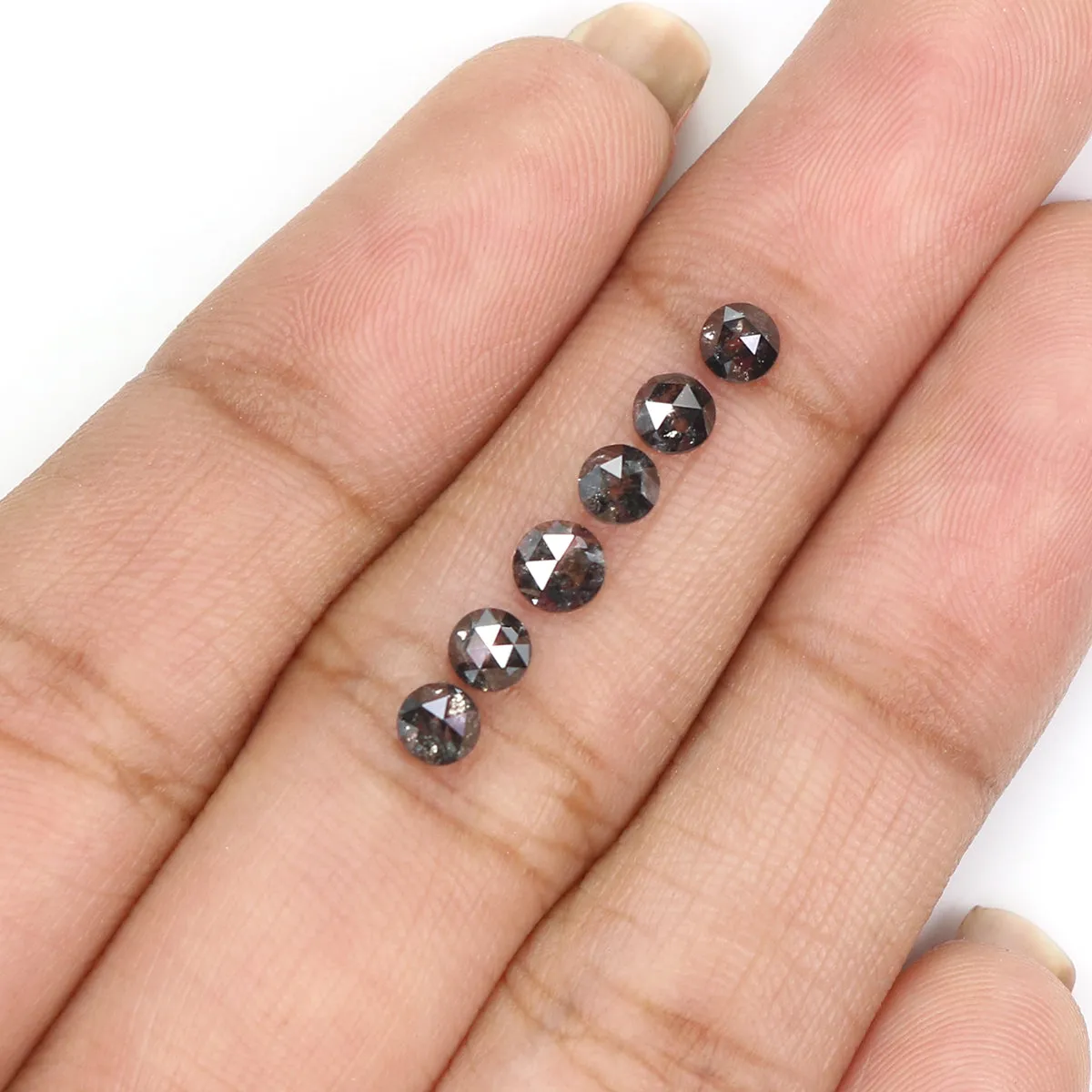 Natural Loose Rose Cut Salt And Pepper Diamond Black Grey Color 1.34 CT 3.40 MM Round Rose Cut Shape Diamond L8227