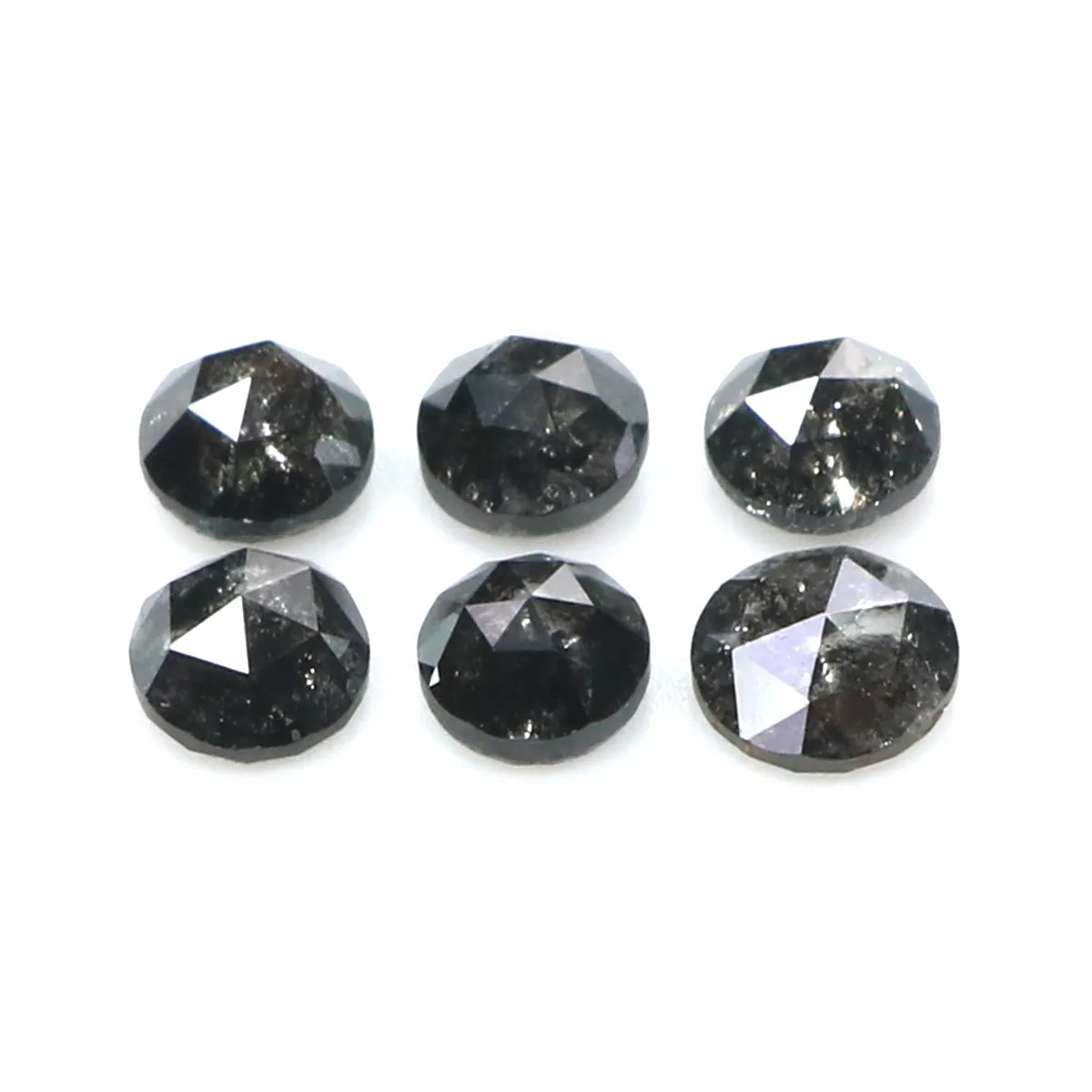 Natural Loose Rose Cut Salt And Pepper Diamond Black Grey Color 1.34 CT 3.40 MM Round Rose Cut Shape Diamond L8227