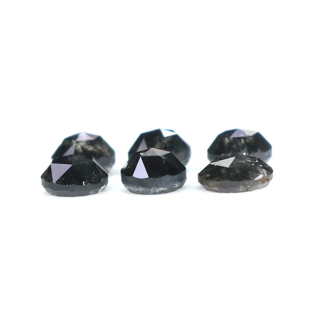 Natural Loose Rose Cut Salt And Pepper Diamond Black Grey Color 1.34 CT 3.40 MM Round Rose Cut Shape Diamond L8227