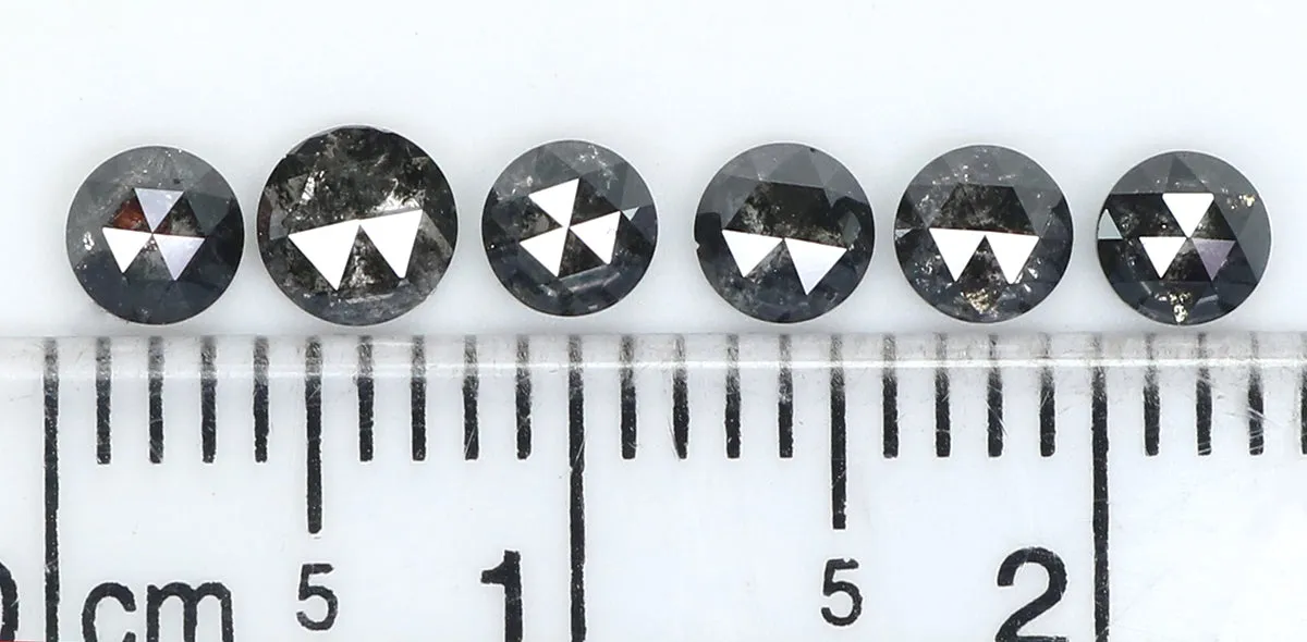 Natural Loose Rose Cut Salt And Pepper Diamond Black Grey Color 1.34 CT 3.40 MM Round Rose Cut Shape Diamond L8227