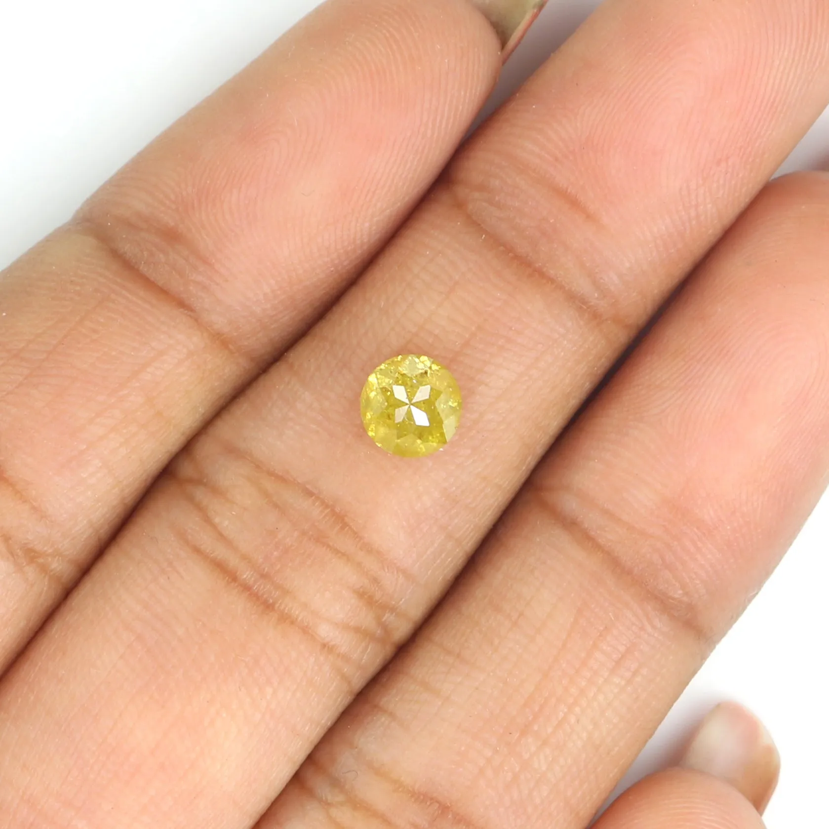 Natural Loose Rose Cut Yellow Color Diamond 0.75 CT 5.30 MM Round Rose Cut Shape Diamond L917