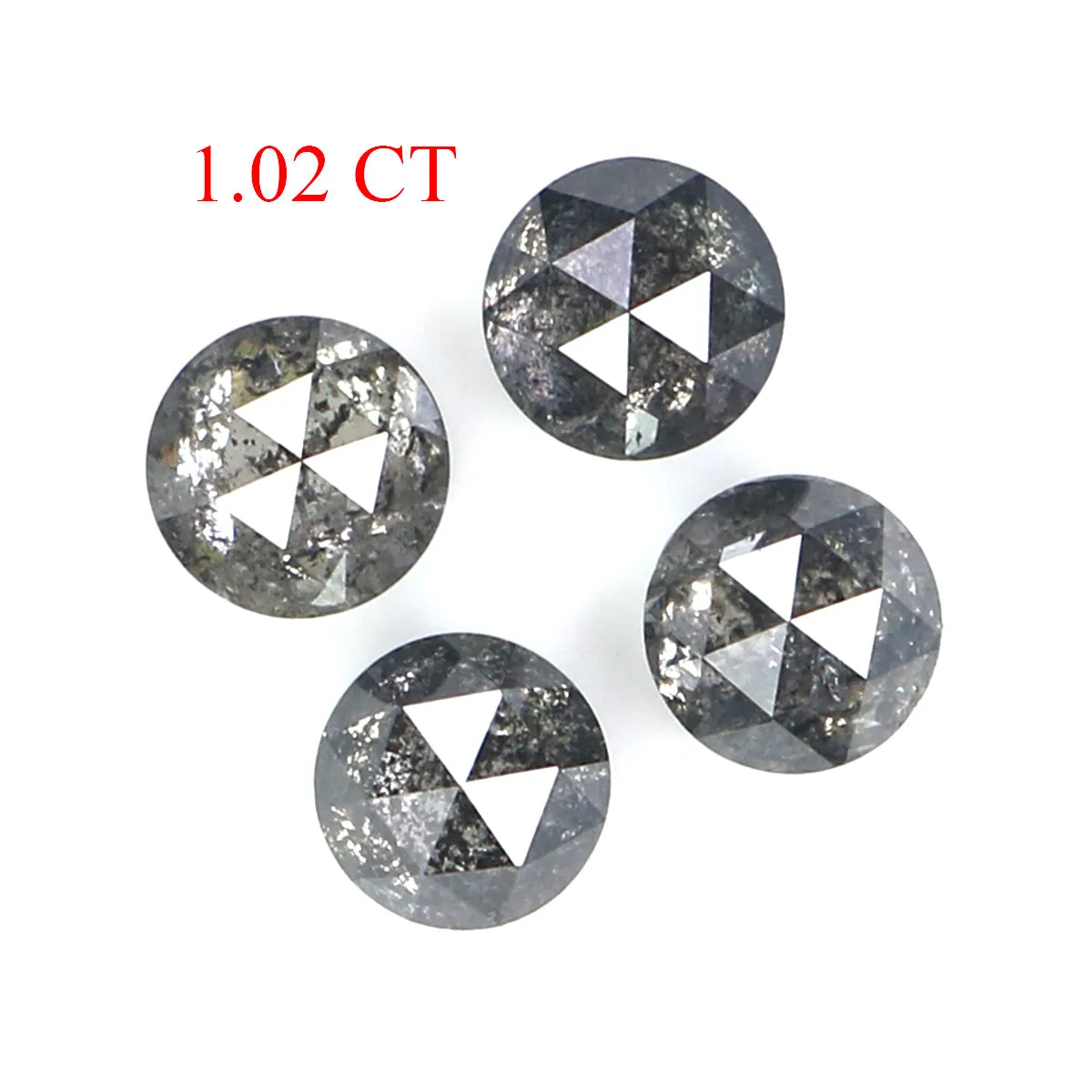 Natural Loose Round Rose Cut Diamond, Salt And Pepper Round Diamond, Natural Loose Diamond, Rose Cut Diamond, 1.02 CT Round Shap