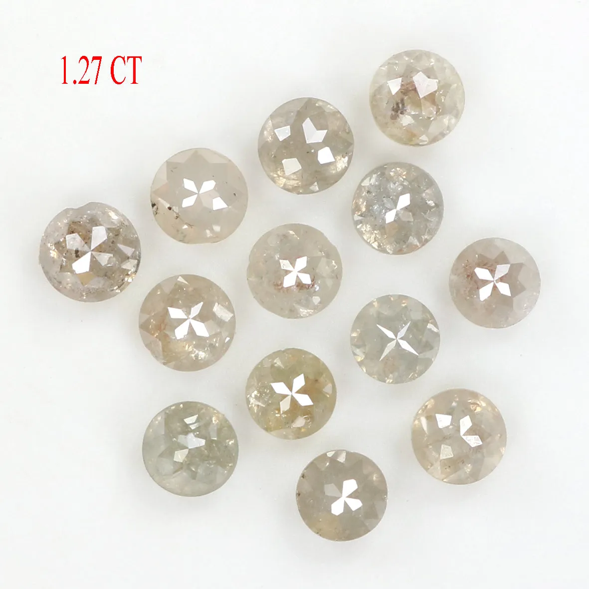 Natural Loose Round Rose Cut Grey Color Diamond 1.27 CT 2.50 MM Round Rose Cut Diamond L1645