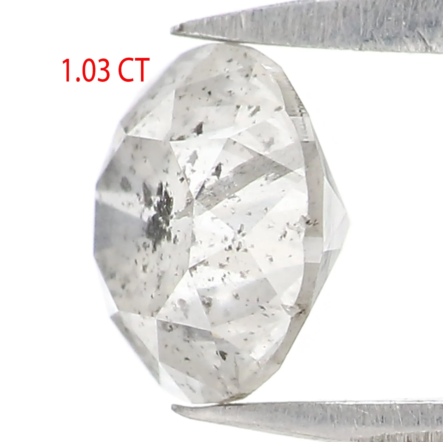 Natural Loose Round Salt And Pepper Diamond Grey Color 1.03 CT 6.07 MM Round Brilliant Cut Diamond L2572