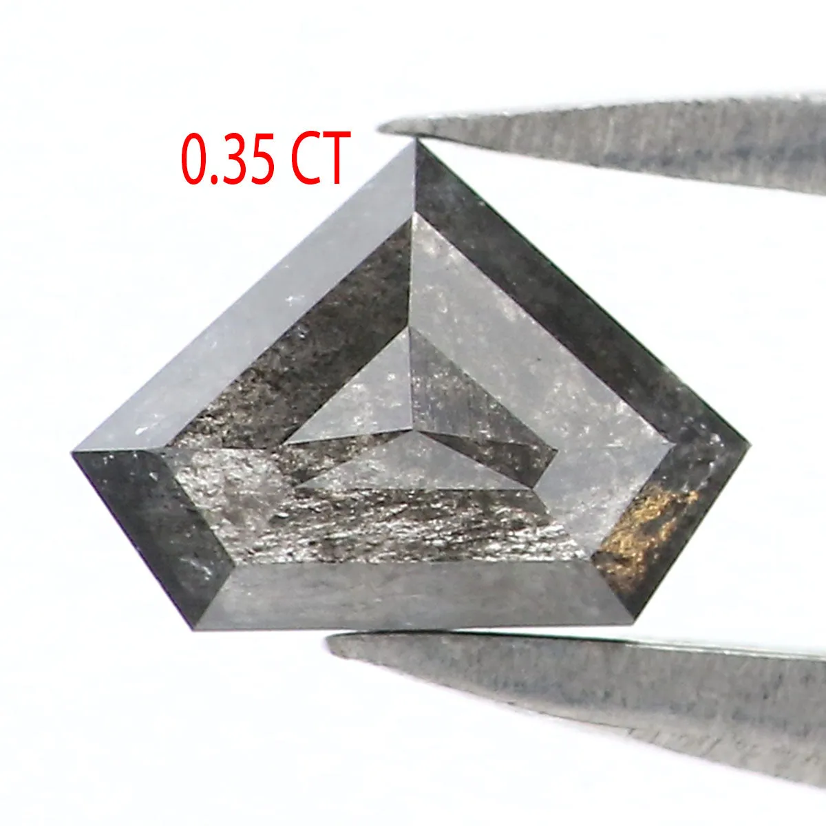 Natural Loose Shield Salt And Pepper Diamond Black Grey Color 0.35 CT 4.22 MM Shield Shape Rose Cut Diamond KR2577