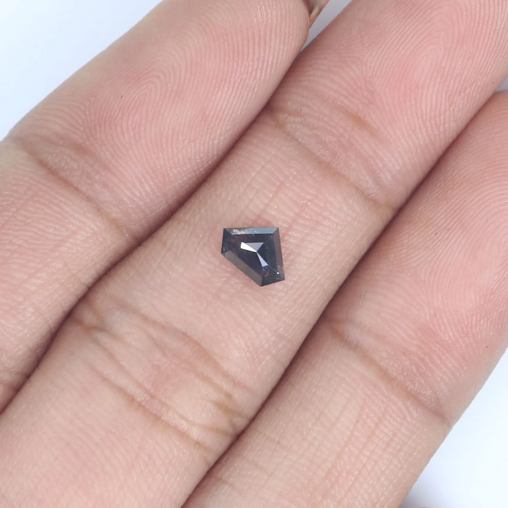 Natural Loose Shield Salt And Pepper Diamond Black Grey Color 0.35 CT 4.22 MM Shield Shape Rose Cut Diamond KR2577