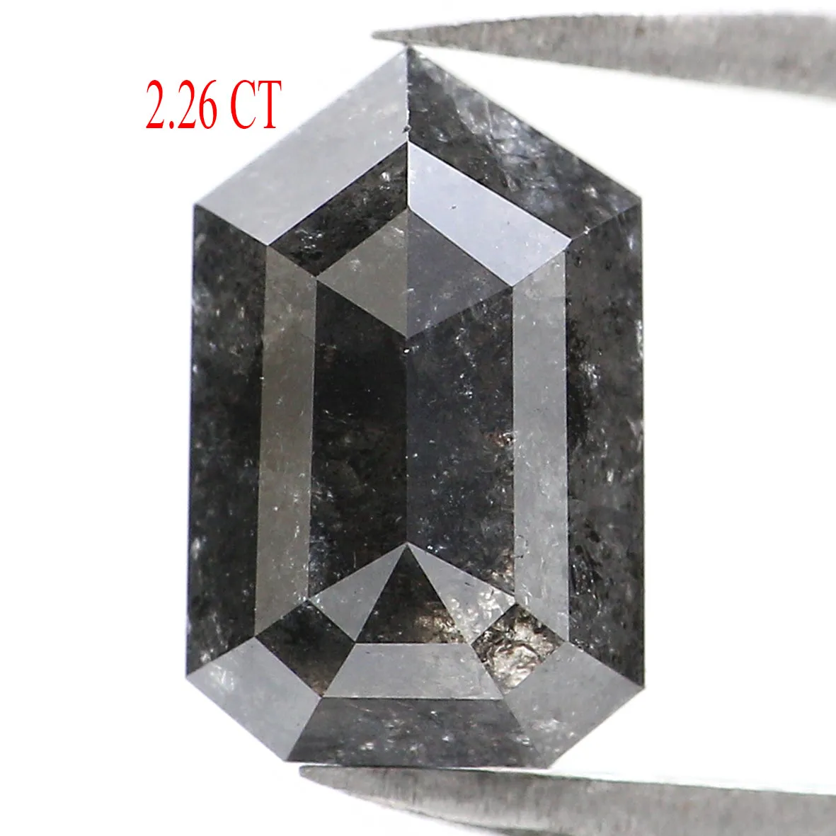 Natural Loose Shield Salt And Pepper Diamond Black Grey Color 2.26 CT 9.60 MM Shield Shape Rose Cut Diamond L8216