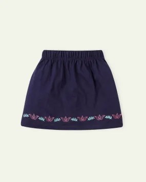 Navy Blue Embroidered Skirt