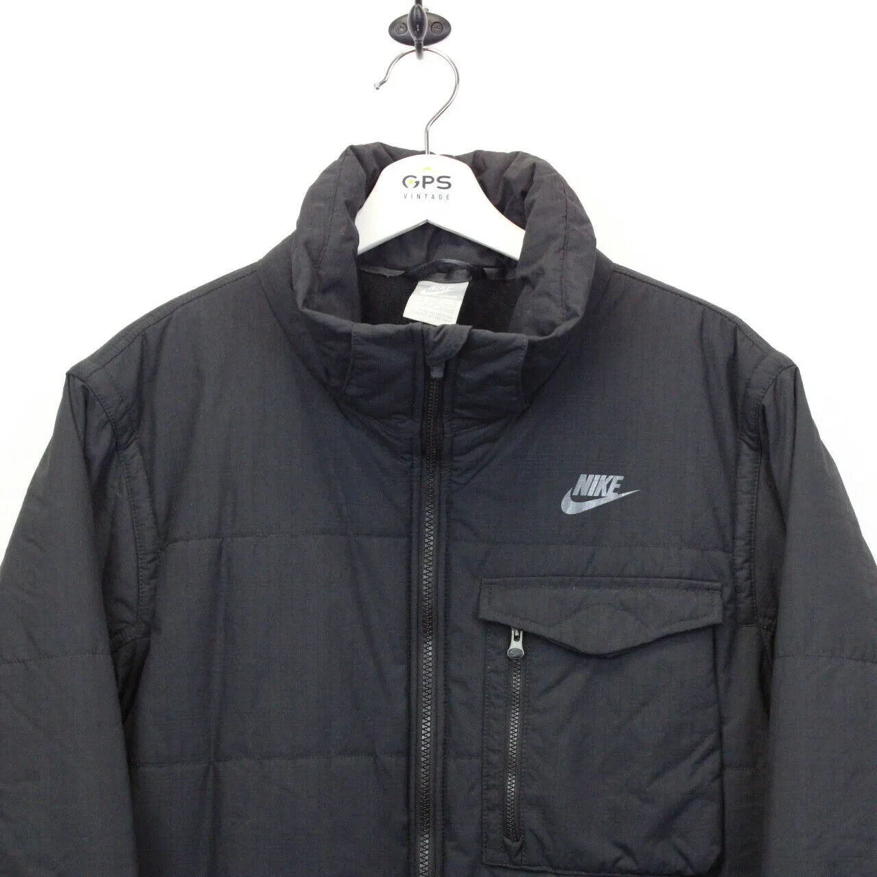 NIKE 00s Bomber Jacket Black | Medium