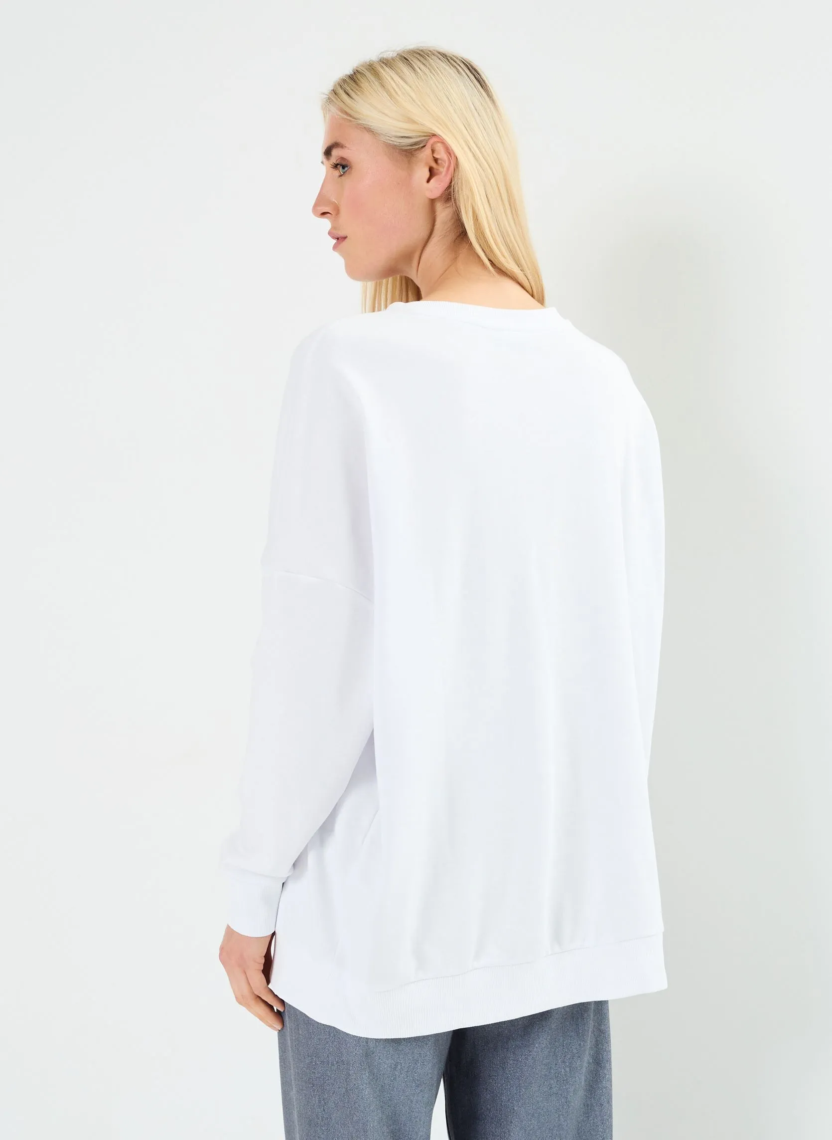 Noisy MayNMPASADENA L/S OVERSIZE SWEAT JRS - Bianco