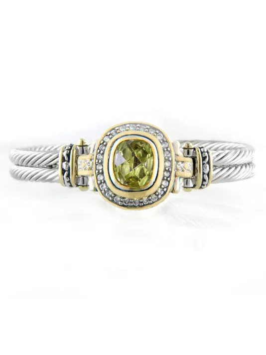 Nouveau Pavé Accented Oval Peridot Bracelet by John Medeiros