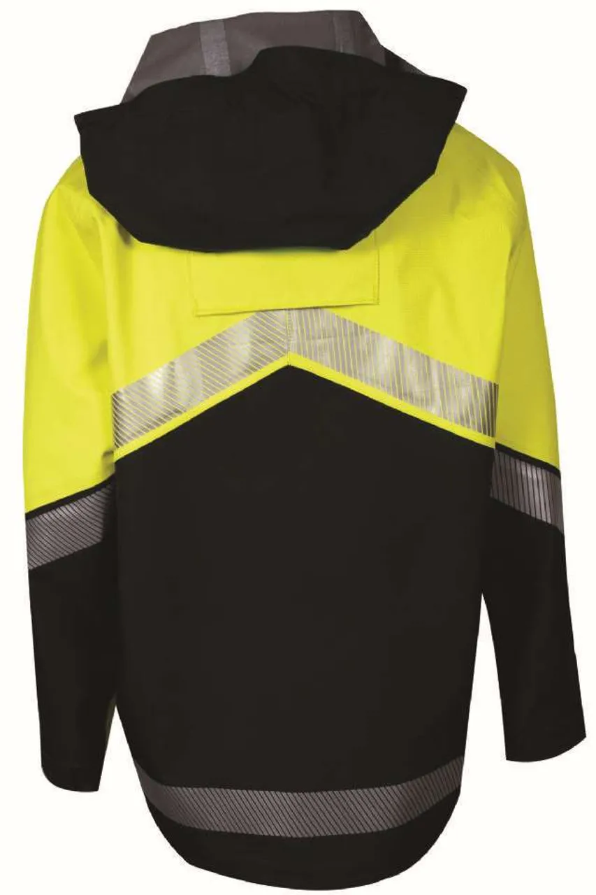 NSA FR Class 3 Hi Vis Yellow Hydrolite Storm Made in USA Jacket with Segmented Tape HYDRO2JACK-YB