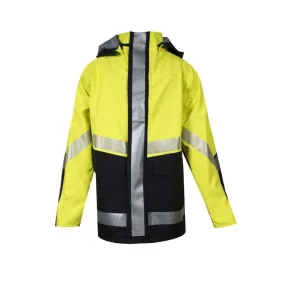 NSA FR Class 3 Hi Vis Yellow Hydrolite Storm Made in USA Jacket with Segmented Tape HYDRO2JACK-YB