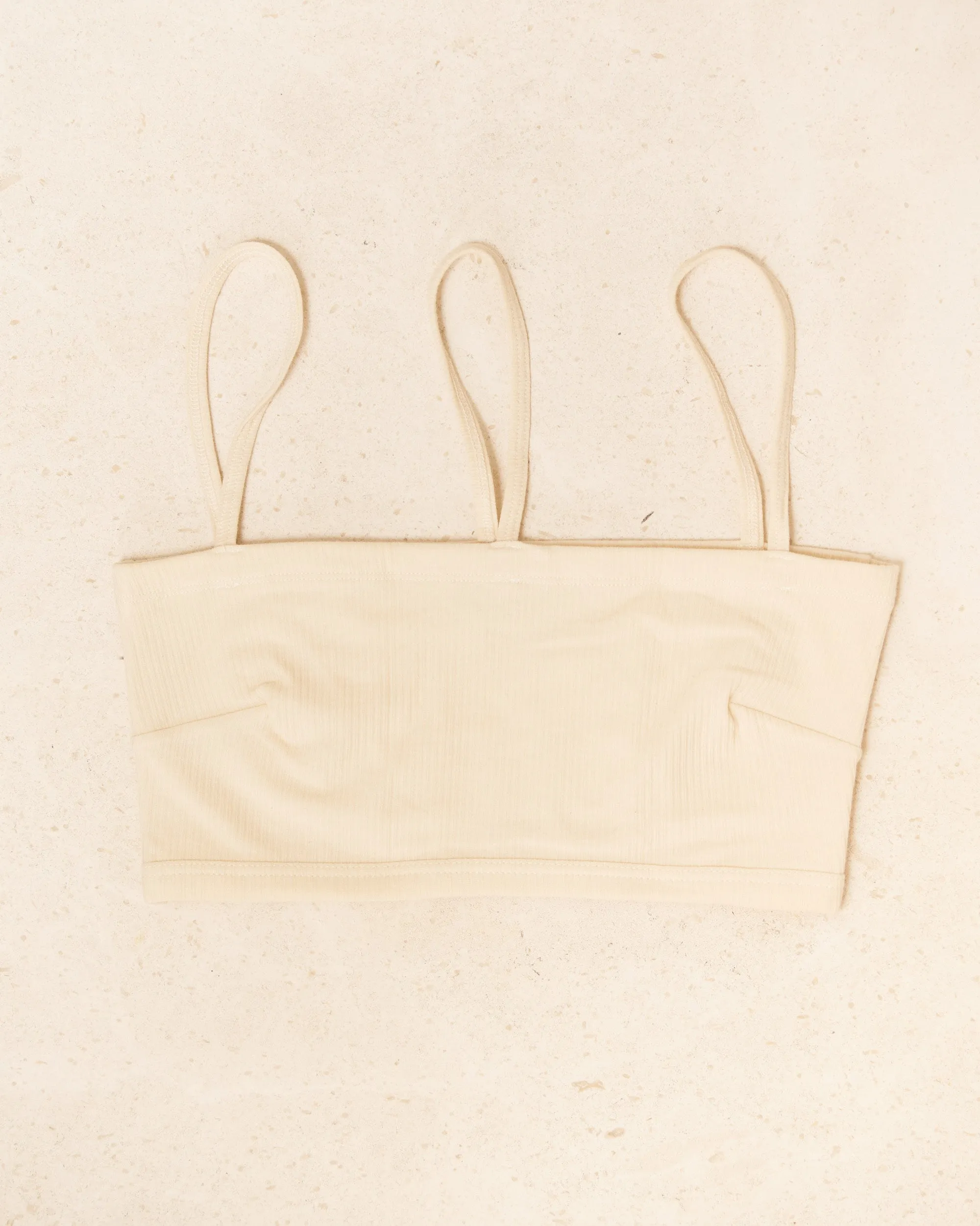 Off White Ribbed Nida Bra