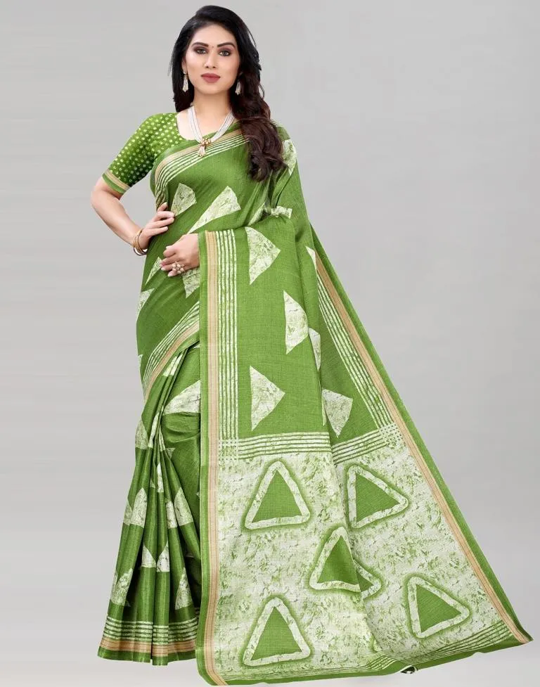 Olive Green Khadi Silk Saree