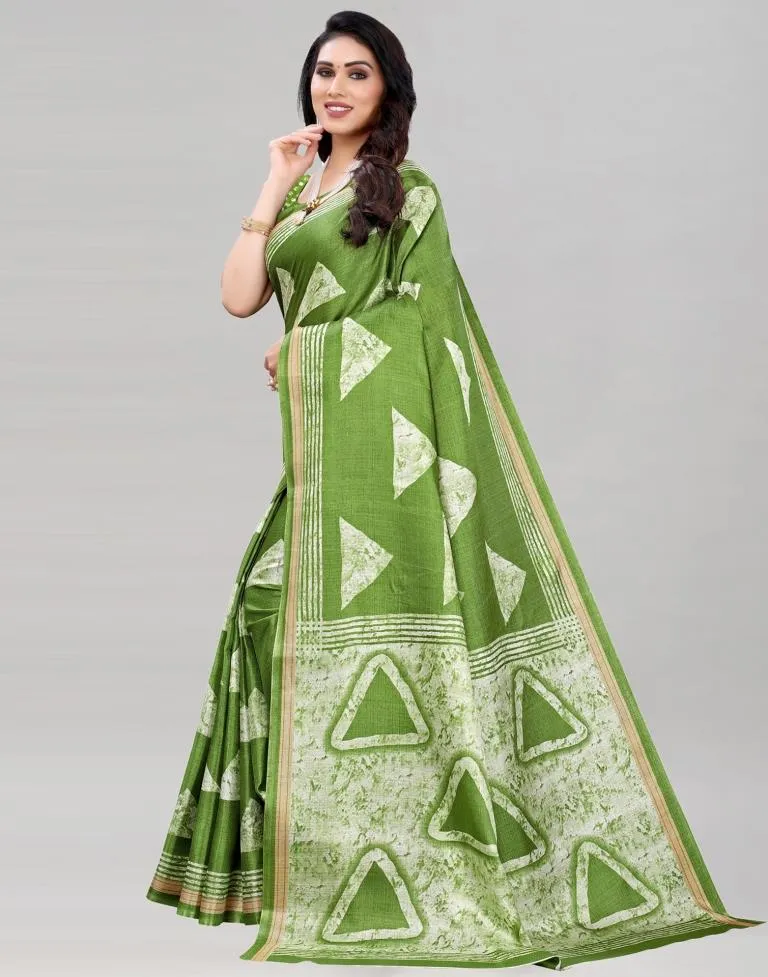 Olive Green Khadi Silk Saree