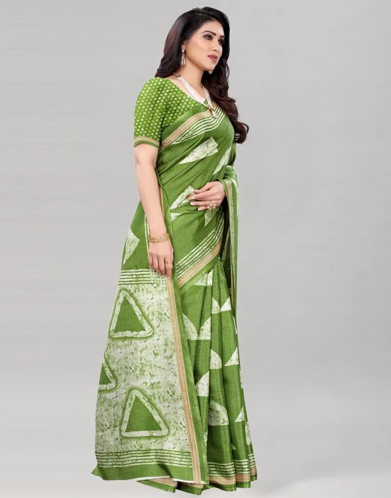 Olive Green Khadi Silk Saree