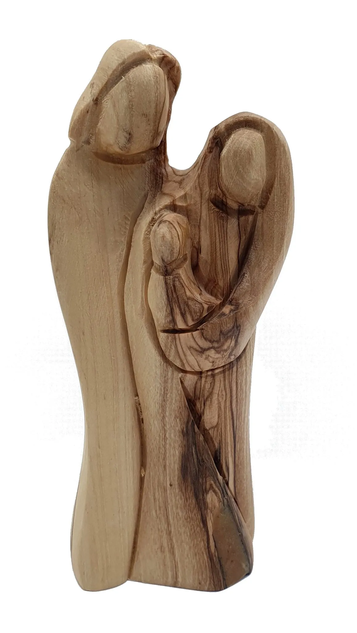 Olive Wood Christian Statue - Hand-Carved Holy Family from Jerusalem, Sagrada Familia Virgin Maria Miniature