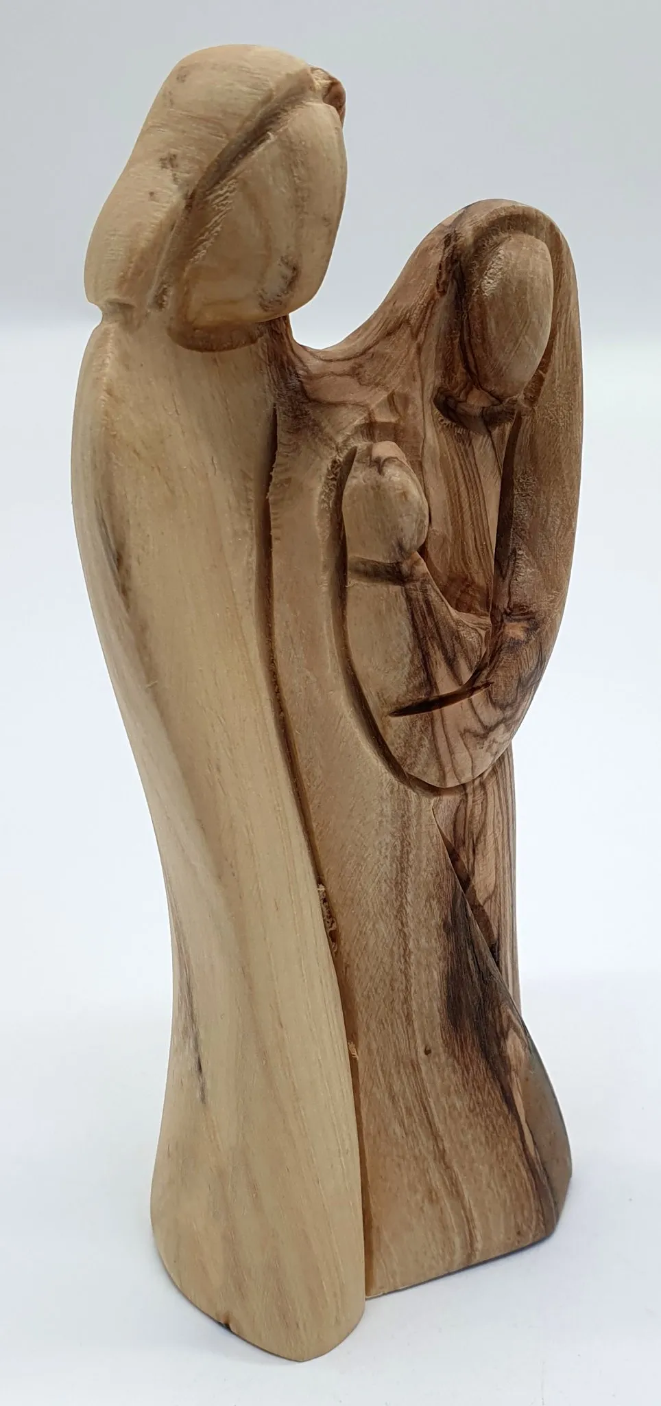 Olive Wood Christian Statue - Hand-Carved Holy Family from Jerusalem, Sagrada Familia Virgin Maria Miniature