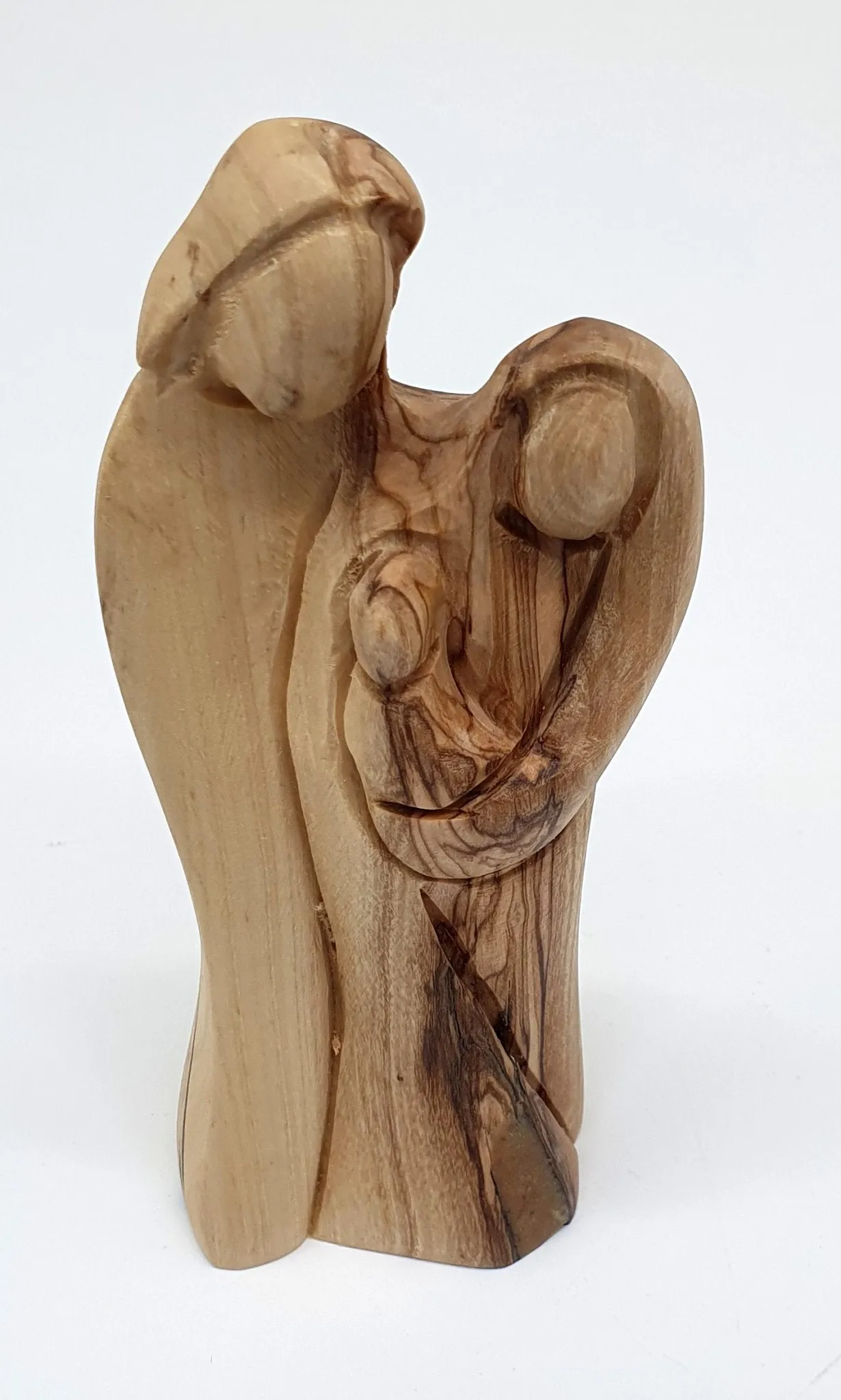 Olive Wood Christian Statue - Hand-Carved Holy Family from Jerusalem, Sagrada Familia Virgin Maria Miniature