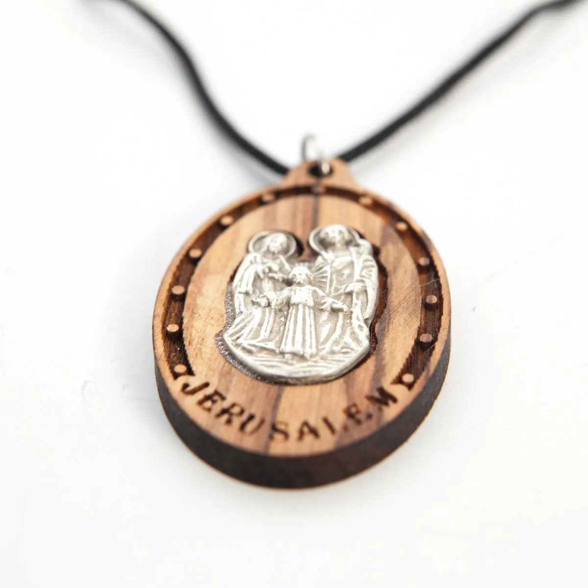 Olive Wood Holy Family Pendant